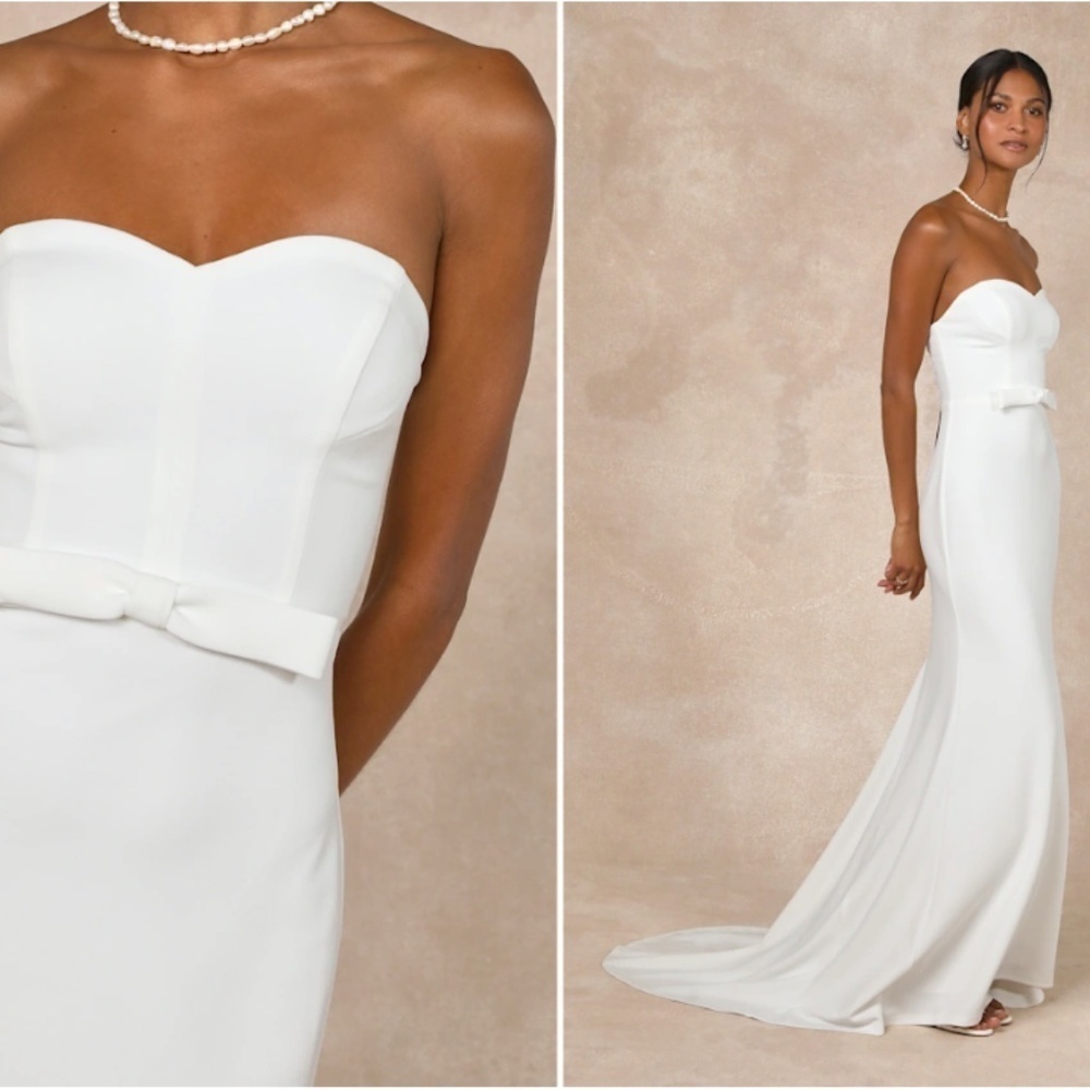 LULU's Sexy Bridal Wedding Chic Modern Sexy Minimalist Mermaid Trumpet Maxi Gown